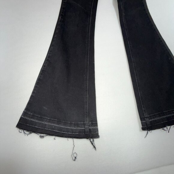 Vervet Blue Black Jeans 24 High Rise Raw Hem Super Flare Stretch Side Panel BOHO - Picture 5 of 16